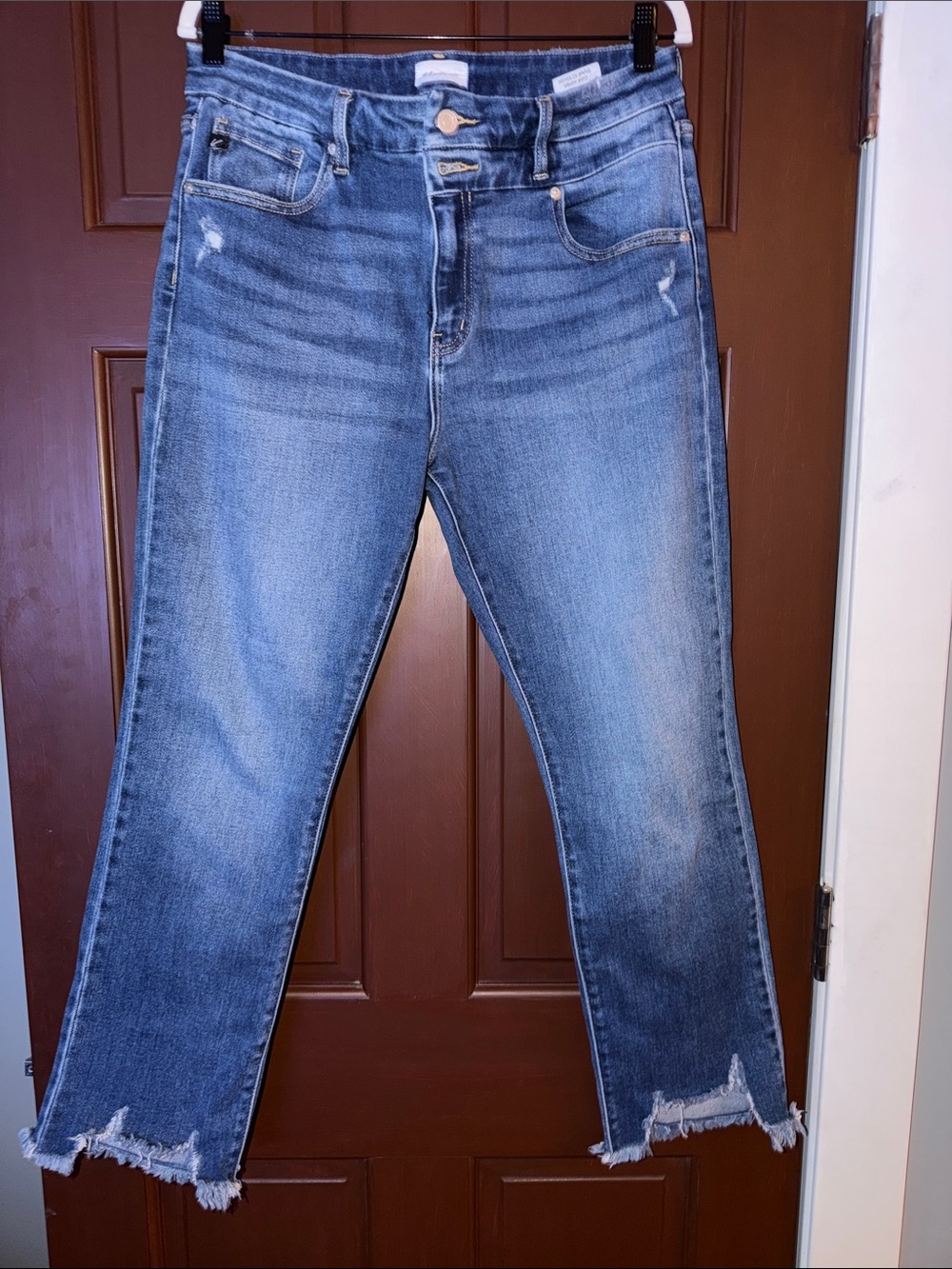 KanCan Mid-Blue Distressed Cropped Jeans